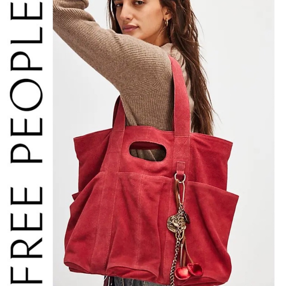 NWOT Free People Caravan Gray Suede Tote - Picture 3 of 10
